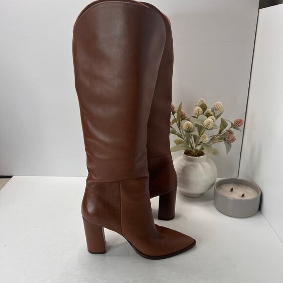 Steve Madden Bixby Leather Pointed Toe Boots Brown Women 8M Tried On - Picture 7 of 10